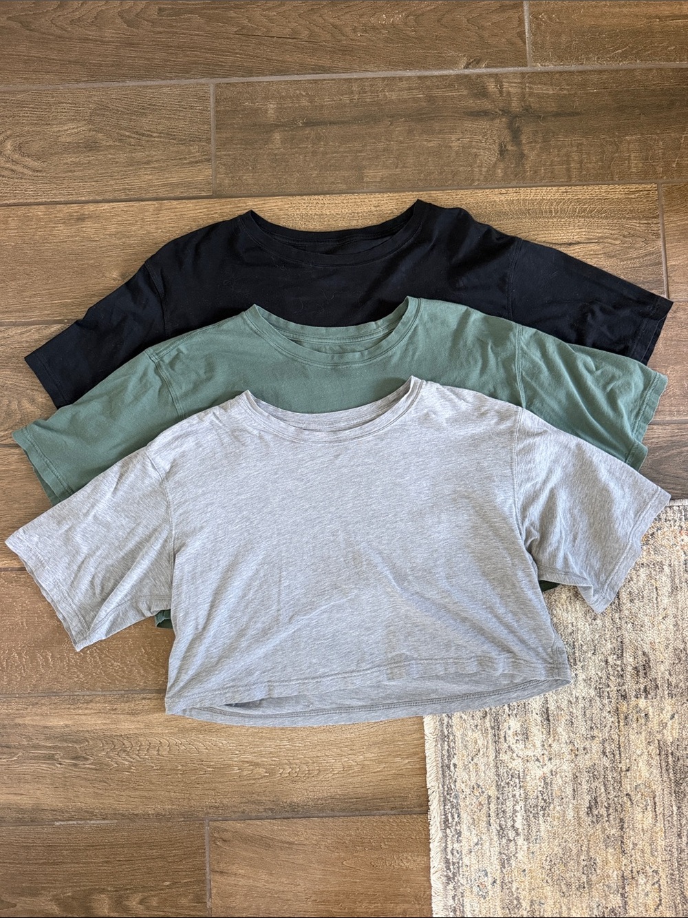 CRZ YOGA Women’s Crop Tee Bundle — Black, Sage Green, Light Gray